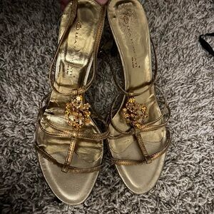 Luxurious Gold Strappy Heels